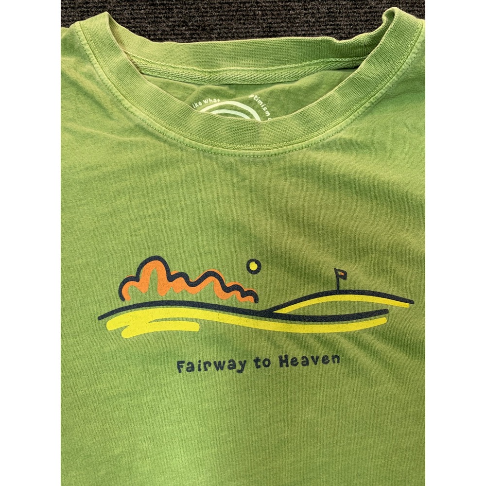Life is Good Golf Graphic Tee Men L Green Fairway to Heaven Sporty Preppy